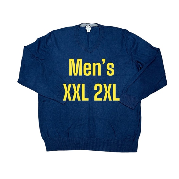 Men's Old Navy XXL 2XL V-Neck Sweater Navy Blue Soft Long Sleeve Cotton - Picture 2 of 8